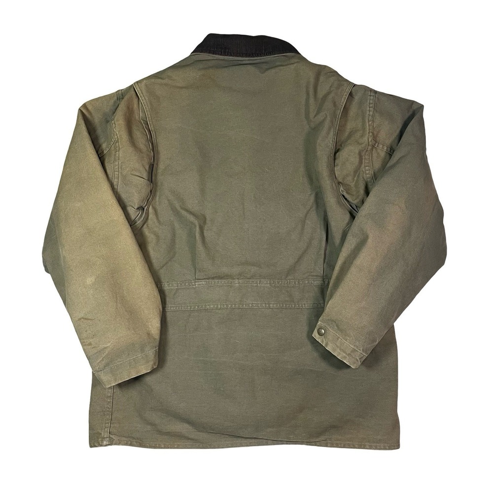 Woolrich Canvas Jacket Mens M Wool Flannel Lined Chore Coat Green Vtg USA - Picture 2 of 15
